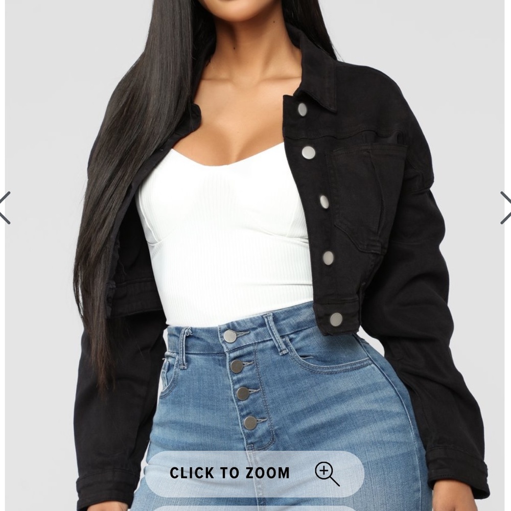 FASHION NOVA ELSIE DENIM JEAN JACKET BLACK